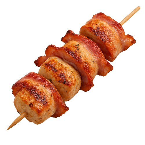 Chicken souvlaki with bacon